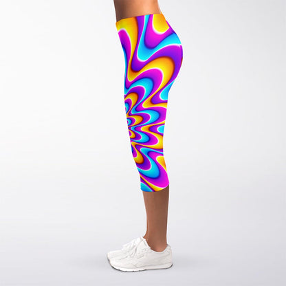 Splashing Colors Moving Optical Illusion Women's Capri Leggings