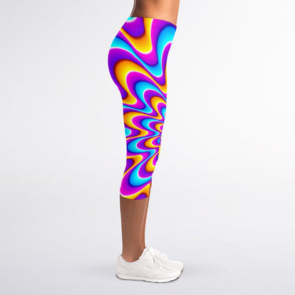 Splashing Colors Moving Optical Illusion Women's Capri Leggings