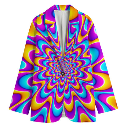 Splashing Colors Moving Optical Illusion Women's Cotton Blazer