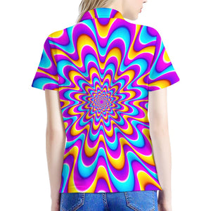 Splashing Colors Moving Optical Illusion Women's Polo Shirt