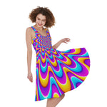 Splashing Colors Moving Optical Illusion Women's Sleeveless Dress