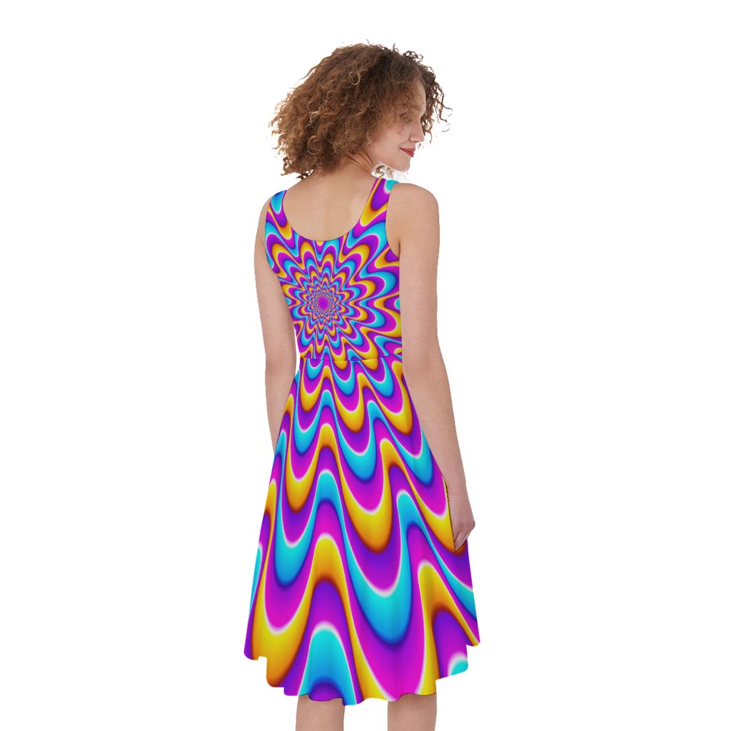 Splashing Colors Moving Optical Illusion Women's Sleeveless Dress