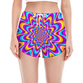Splashing Colors Moving Optical Illusion Women's Split Running Shorts
