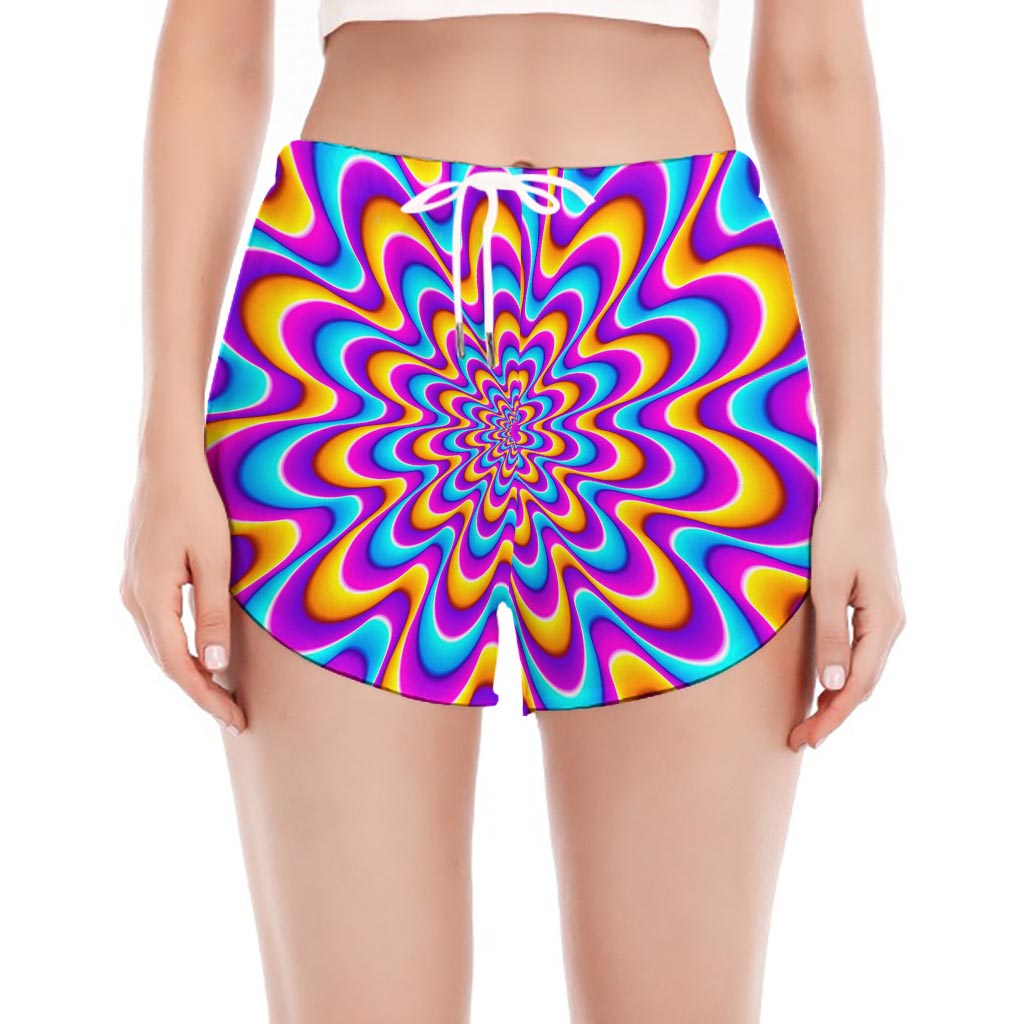 Splashing Colors Moving Optical Illusion Women's Split Running Shorts