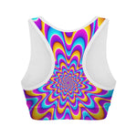 Splashing Colors Moving Optical Illusion Women's Sports Bra