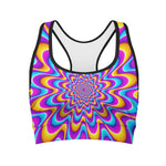 Splashing Colors Moving Optical Illusion Women's Sports Bra