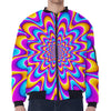 Splashing Colors Moving Optical Illusion Zip Sleeve Bomber Jacket