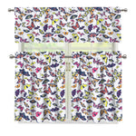 Spring Butterfly Pattern Print 3 Piece Kitchen Curtains