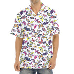 Spring Butterfly Pattern Print Aloha Shirt