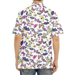 Spring Butterfly Pattern Print Aloha Shirt