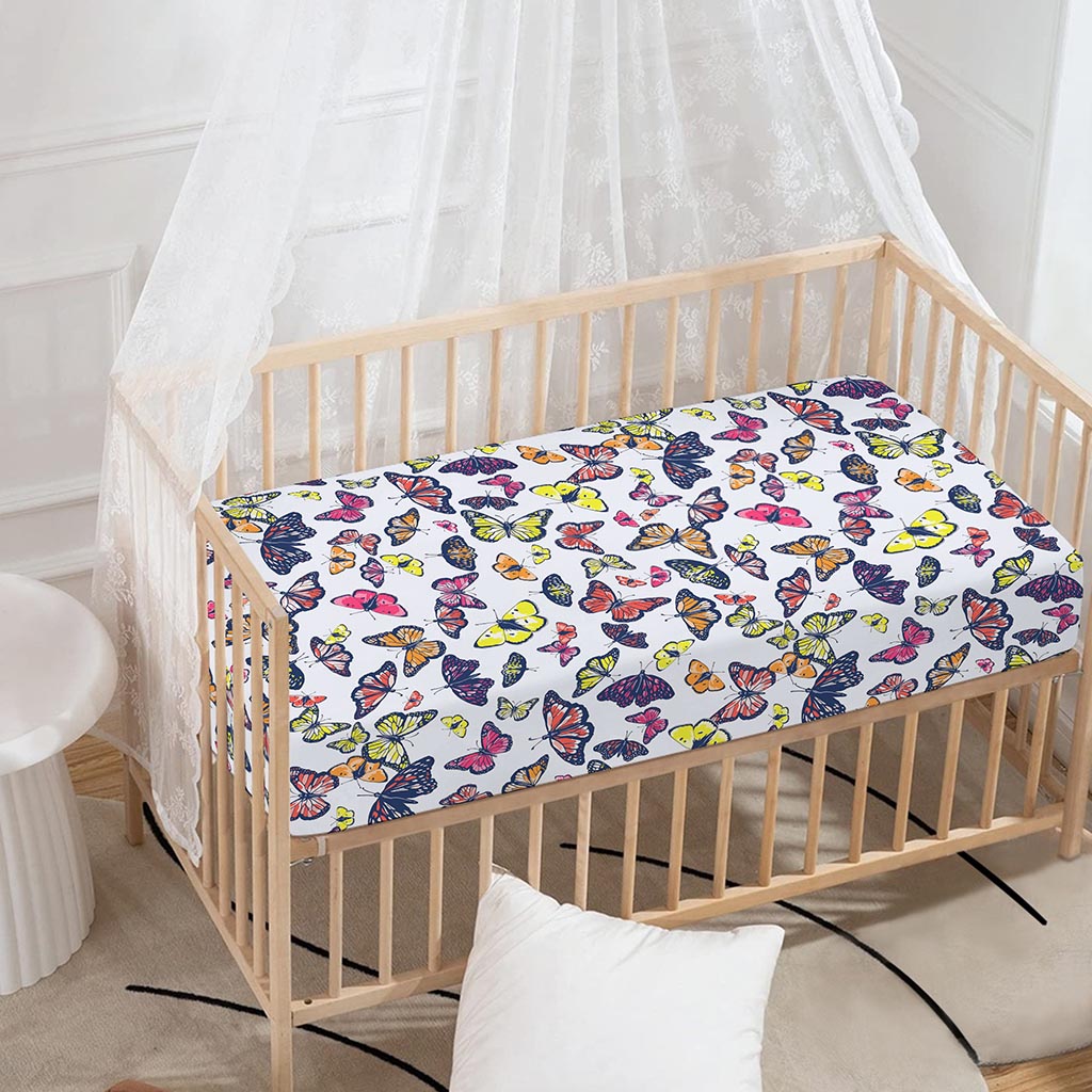 Spring Butterfly Pattern Print Baby Crib Sheet
