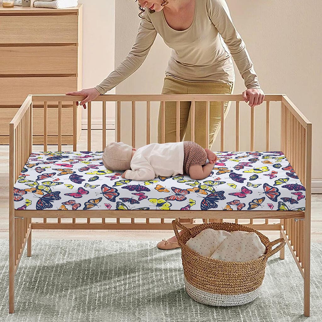 Spring Butterfly Pattern Print Baby Crib Sheet