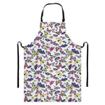 Spring Butterfly Pattern Print Bib Apron With Pocket