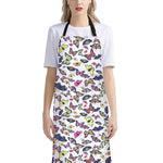 Spring Butterfly Pattern Print Bib Apron With Pocket