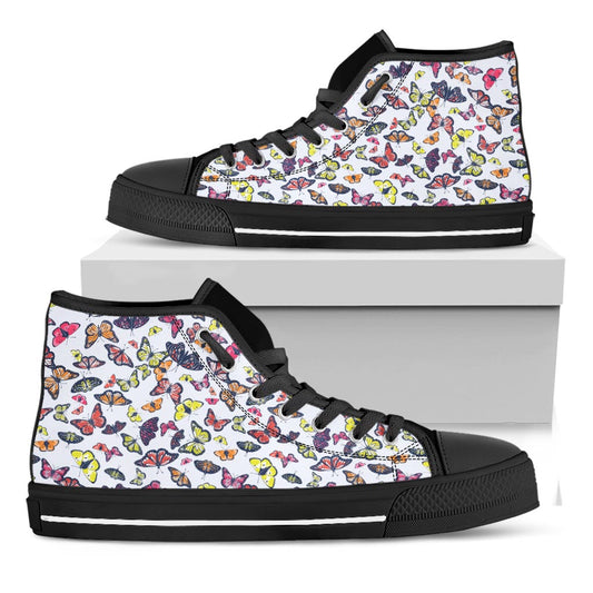 Spring Butterfly Pattern Print Black High Top Sneakers