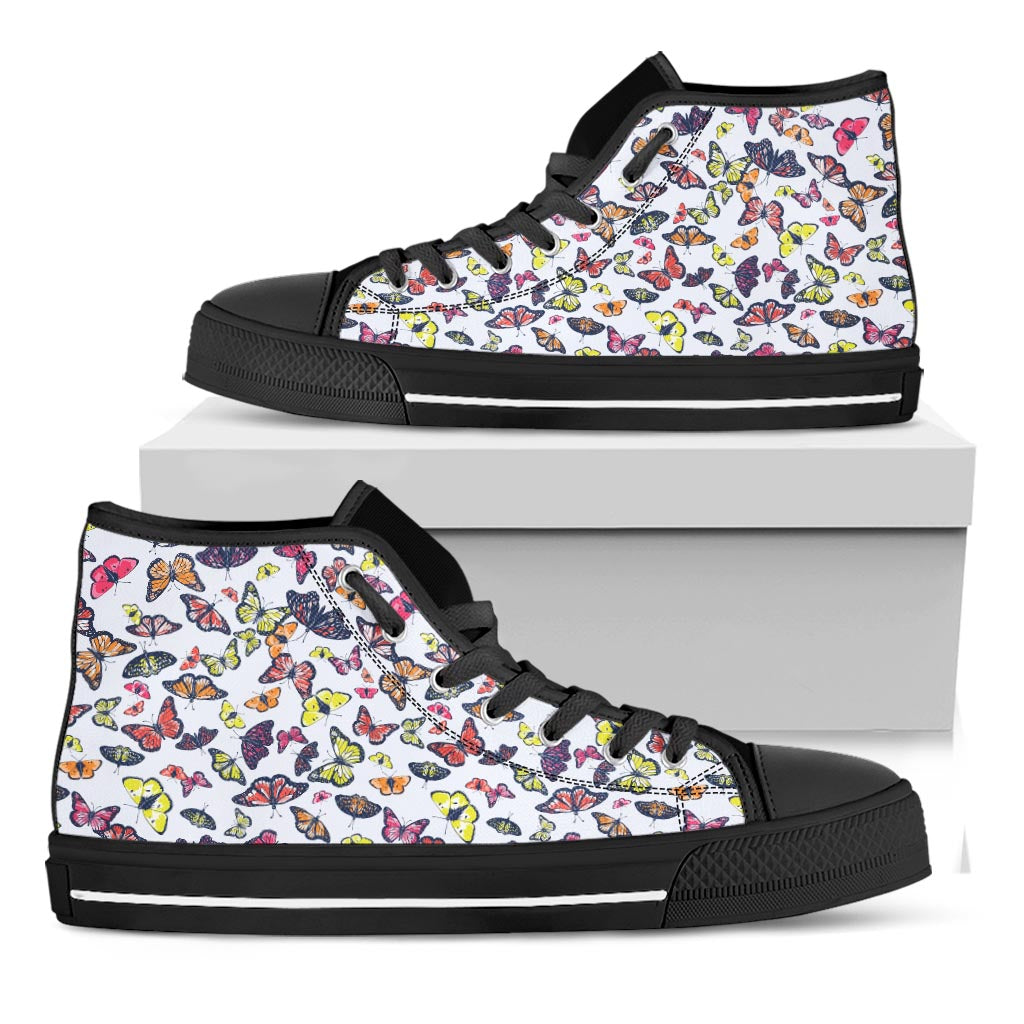 Spring Butterfly Pattern Print Black High Top Sneakers