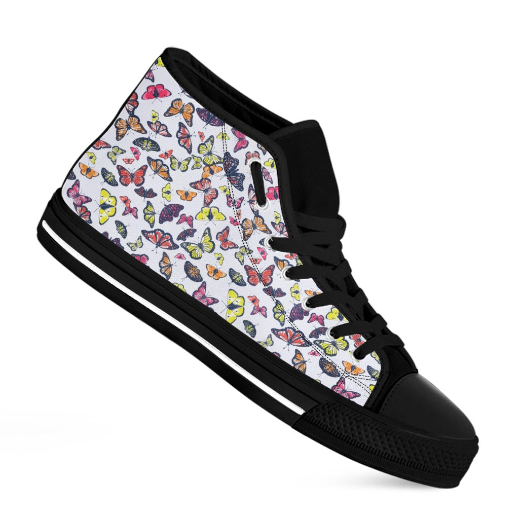 Spring Butterfly Pattern Print Black High Top Sneakers