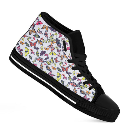 Spring Butterfly Pattern Print Black High Top Sneakers