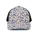 Spring Butterfly Pattern Print Black Mesh Trucker Hat