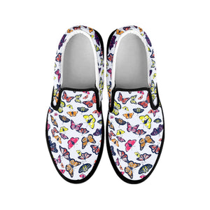 Spring Butterfly Pattern Print Black Slip On Sneakers