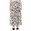 Spring Butterfly Pattern Print Chiffon Maxi Skirt