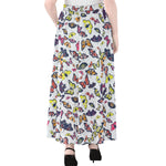 Spring Butterfly Pattern Print Chiffon Maxi Skirt