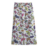 Spring Butterfly Pattern Print Cotton Front Slit Maxi Skirt