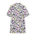 Spring Butterfly Pattern Print Cotton Hawaiian Shirt