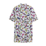 Spring Butterfly Pattern Print Cotton Hawaiian Shirt