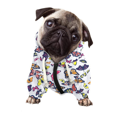 Spring Butterfly Pattern Print Dog Zip Up Hoodie