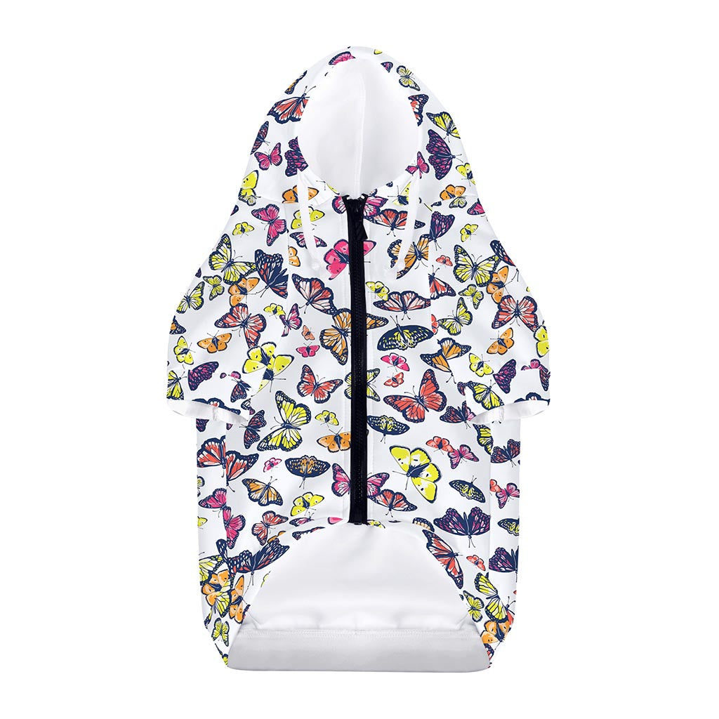 Spring Butterfly Pattern Print Dog Zip Up Hoodie
