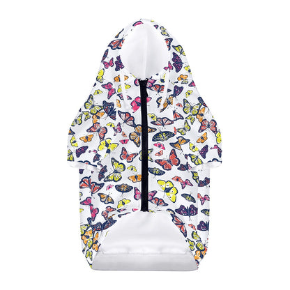 Spring Butterfly Pattern Print Dog Zip Up Hoodie