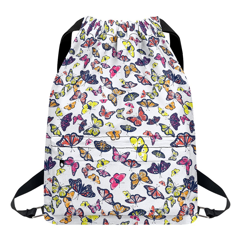 Spring Butterfly Pattern Print Drawstring Backpack