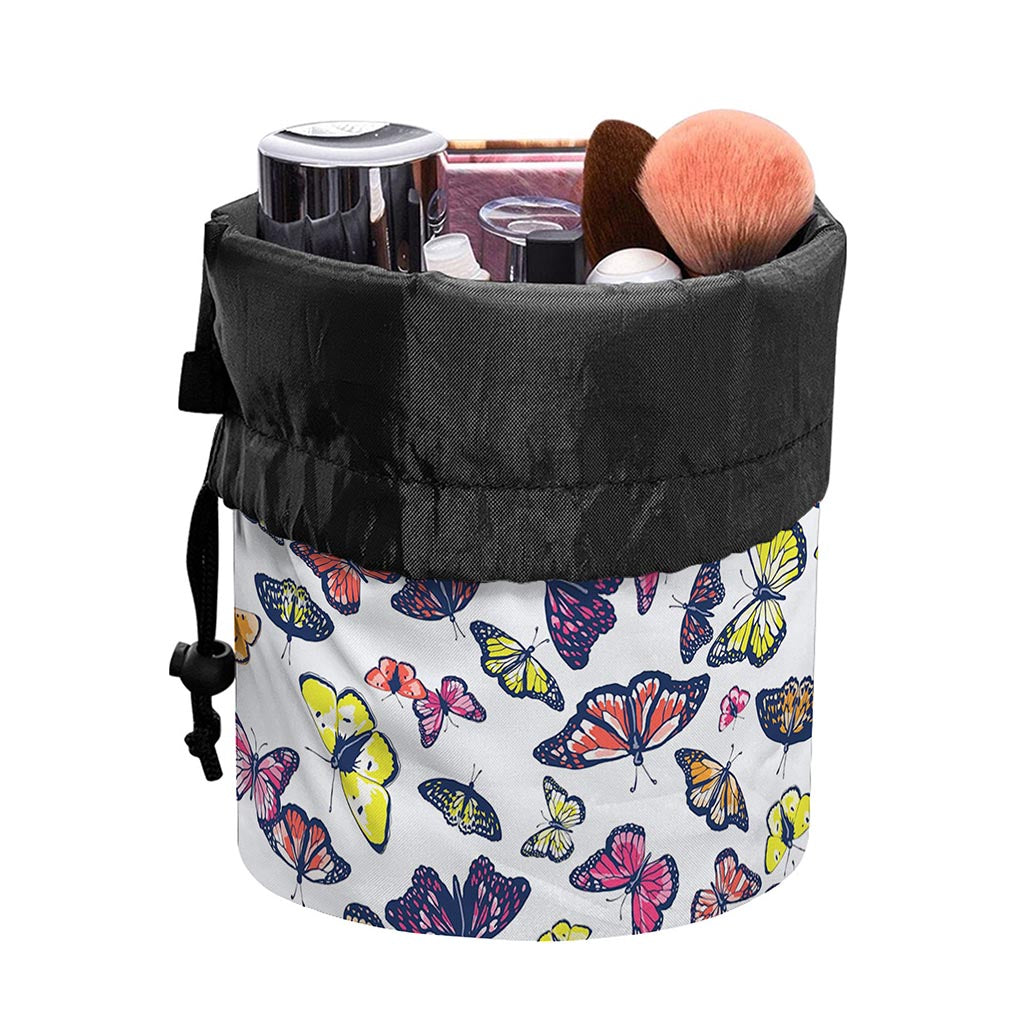 Spring Butterfly Pattern Print Drawstring Makeup Bag