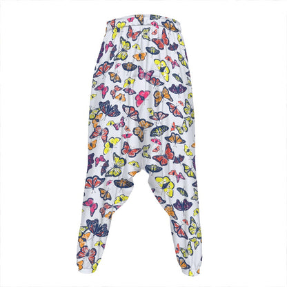 Spring Butterfly Pattern Print Hammer Pants