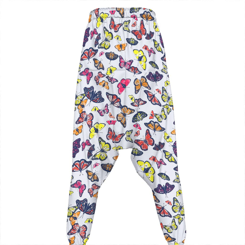 Spring Butterfly Pattern Print Hammer Pants