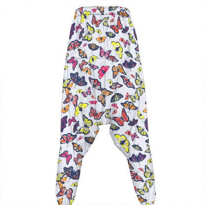 Spring Butterfly Pattern Print Hammer Pants