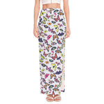 Spring Butterfly Pattern Print High Slit Maxi Skirt