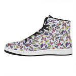 Spring Butterfly Pattern Print High Top Leather Sneakers