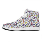 Spring Butterfly Pattern Print High Top Leather Sneakers