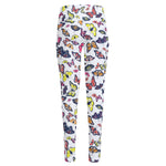 Spring Butterfly Pattern Print High-Waisted Pocket Leggings