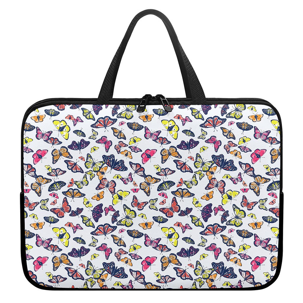 Spring Butterfly Pattern Print Laptop Sleeve With Handle