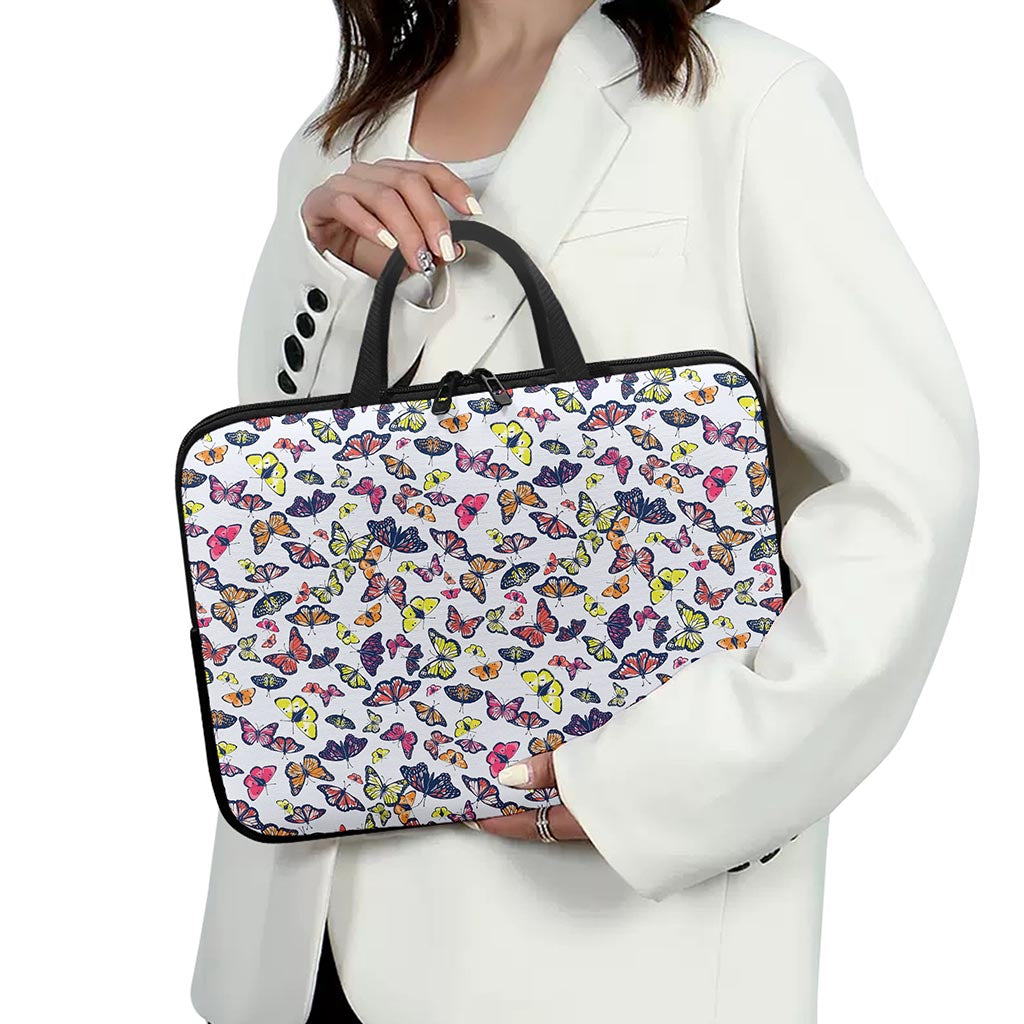 Spring Butterfly Pattern Print Laptop Sleeve With Handle