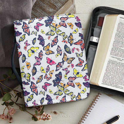 Spring Butterfly Pattern Print Leather Bible Cover