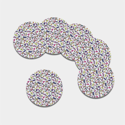 Spring Butterfly Pattern Print Leather Coaster Set