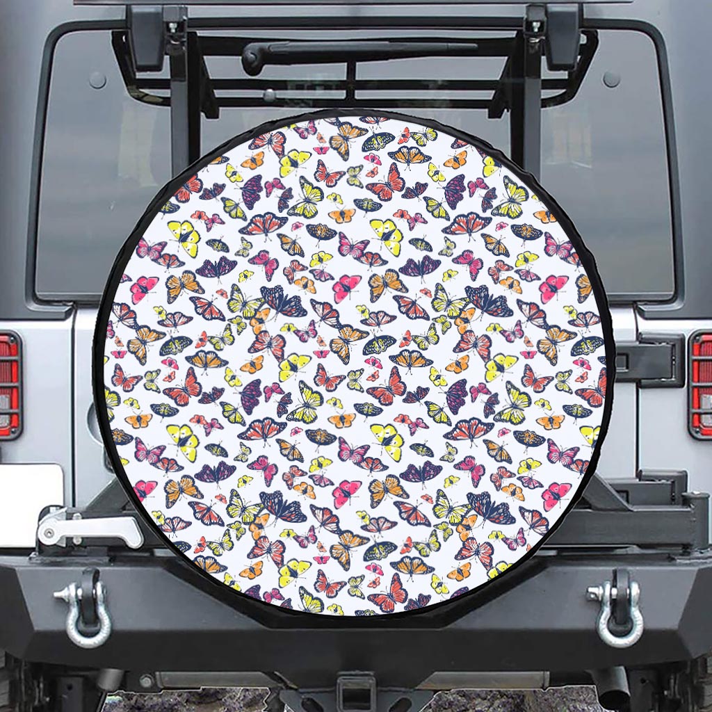 Spring Butterfly Pattern Print Leather Spare Tire Cover