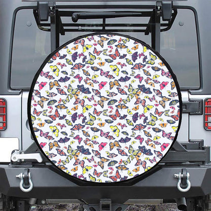 Spring Butterfly Pattern Print Leather Spare Tire Cover