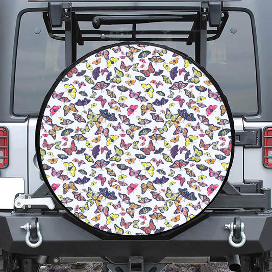 Spring Butterfly Pattern Print Leather Spare Tire Cover