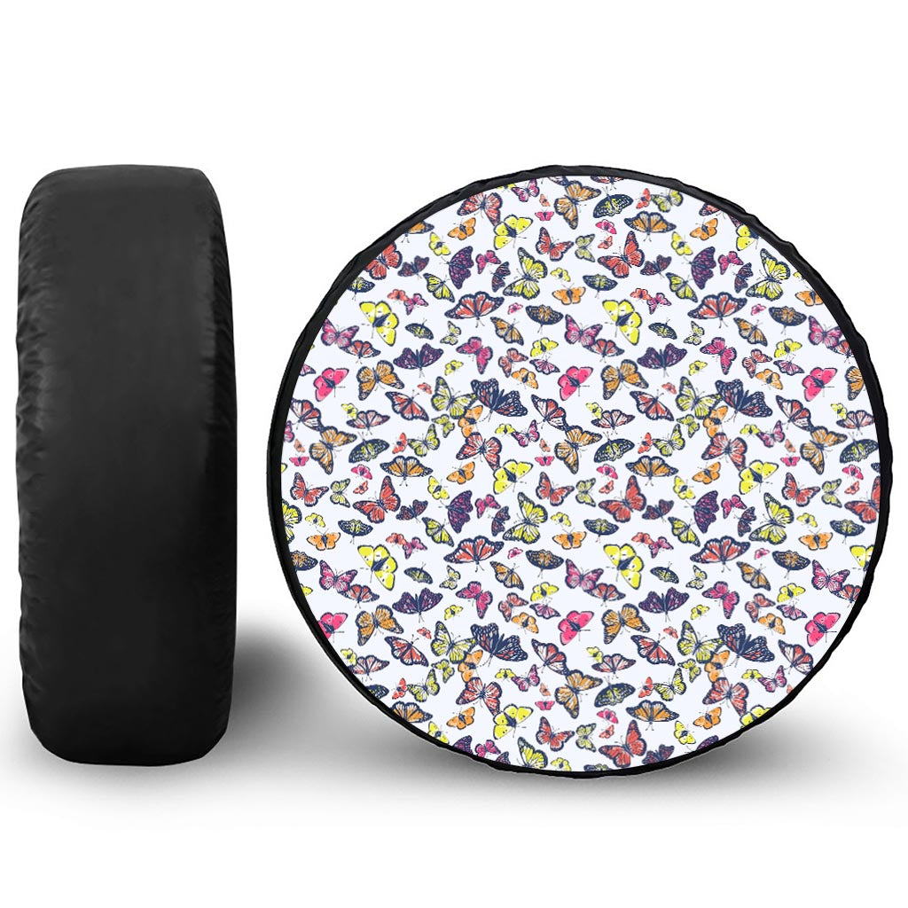 Spring Butterfly Pattern Print Leather Spare Tire Cover