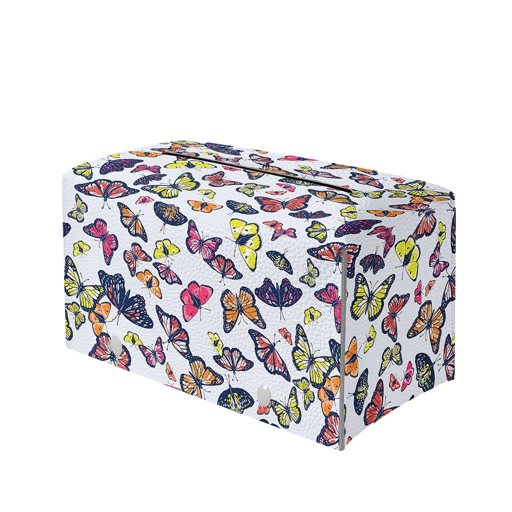 Spring Butterfly Pattern Print Leather Tissue Box Cover